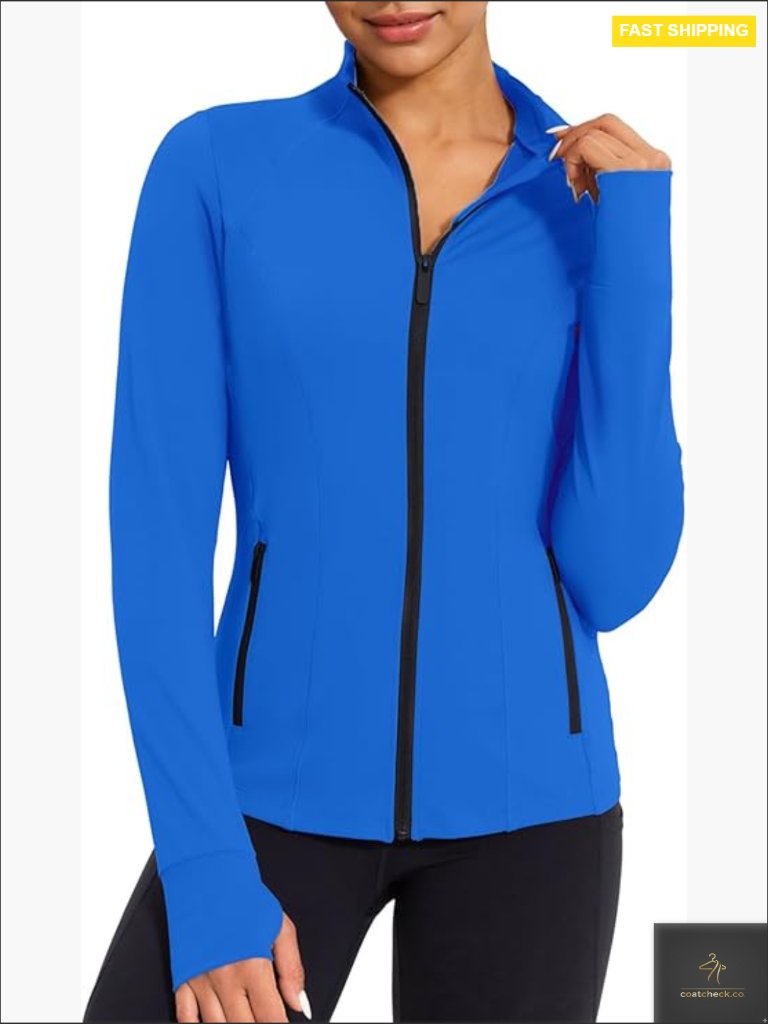 Lightweight Zip Up Workout Jacket With Pockets Athletic Running Yoga Top
